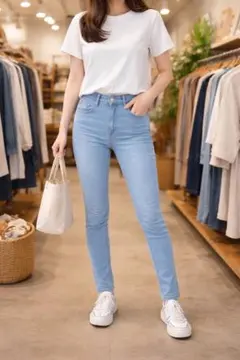 【UNIQLO】ユニクロ ウルトラストレッチスキニー 25インチ ライトブルー