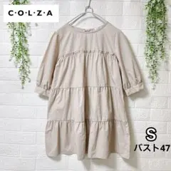 コルザ ティアード チュニックワンピース S ピンクベージュ バックリボン 半袖のサムネイル