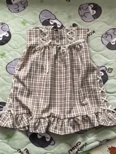 チェック柄編み込みリボンスカート 量産型