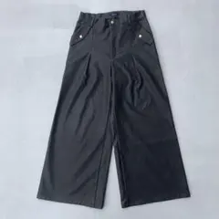 Spielio ヴィンテージ風 合皮フレアパンツ 黒