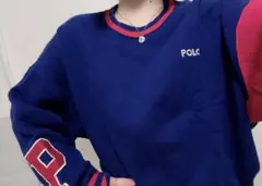BEAMSコラボ♡ラルフローレン　ロゴ刺繍袖パッチスウェット　ブルーネイビー