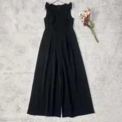 フリフル　タグ付き　フリルノースリーブオールインワン　黒　XS 無地