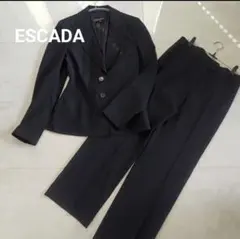 ESCADA テーラードジャケットワイドパンツ セットアップ パンツスーツ 黒のサムネイル