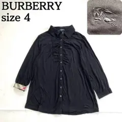 美品★BURBERRY ロンドン 7分袖シャツ ロゴ刺繡 ストレッチ サイズ4