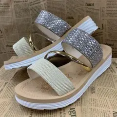 新品★夏物★レディース★LLサイズ★キラキラサンダル 薄茶色 24