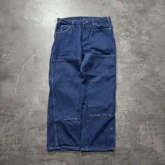 10s真紺美品ディッキーズダブルニーペインターデニムパンツW34L30古着