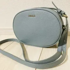 FURLA フルラ ライトブルー ショルダーバッグ 牛革 レザー 丸型 水色