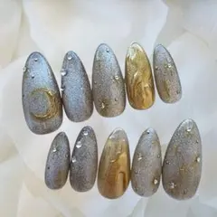 マグネット ネイルチップ 月 ニュアンス キラキラ 星