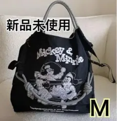 新品未使用　刺繍エコバッグ　ミッキー＆ミニー エコバッグ ストラップ付