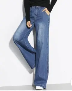 ワイドパンツ　きれいめ　デニム　LLサイズ