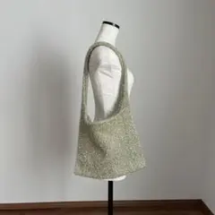 ラメ入りライトグリーントートバッグ
