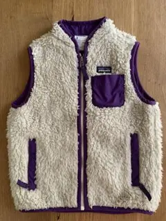 patagonia フリースベスト 5T クリーム/パープル