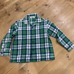 MIKI HOUSE 長袖シャツ 100cm グリーン系チェック