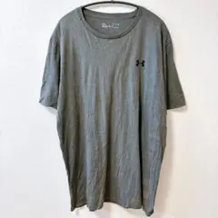 アンダーアーマー 半袖Tシャツ XL グレー 無地 クルーネック ロゴ 古着