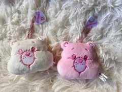 ケアベア Care bears ピンク、ホワイト　キーホルダー　2色セット