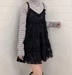 ダブルクローゼット　立体レースミニキャミワンピース