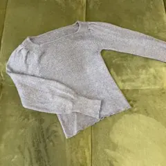 グレー リブ編み パフスリーブ セーター グレイル Mサイズ