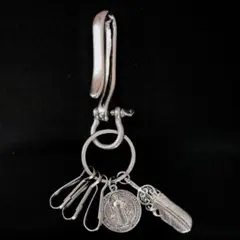 真鍮&ステンレス　ブラス　シルバー　キーフック　フェザー&コイン　キーフック