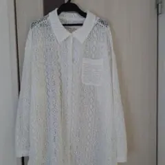 ホワイト レース 長袖シャツ