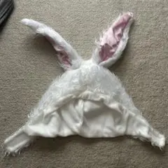 ウサギ耳付きフワフワ帽子 うさぎ 被り物 文化祭