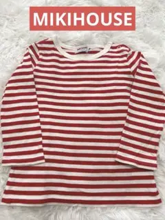 ミキハウス 赤と白ストライプ 長袖Tシャツ F 70-80 cm