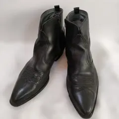 【値下げ】ブラック レザー ウエスタンブーツ サイドジップ 26.5cm