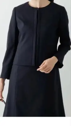 ニューヨーカー　お受験対応セット ノーカラージャケット＆ワンピース　7号/S 紺