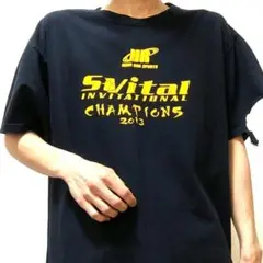 フルーツオブザルーム ホームランスポーツ ダメージTシャツ ブラック黒色L古着