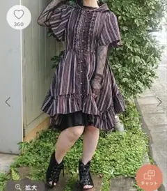 axes femme ストライプ柄 フード付きシャツワンピース