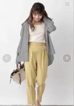 グローバルワーク　ウツクシルエットテーパーパンツ　イエロー　L