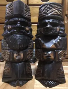 アイヌ夫婦 (ニポポ) 伝統工芸品 高価な物 アイヌ木彫り ニポポ人形 大型