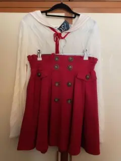 セーラうさぎニット♡赤色スカートのセット　夢展望L～LLのサムネイル