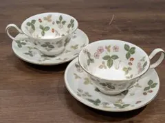 2客セット ウェッジウッド ワイルドストロベリー カップ＆ソーサー