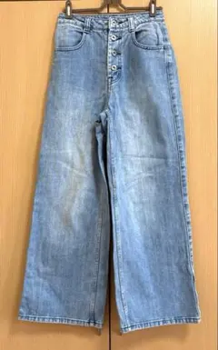 NAVY JEANS 1936 ワイドデニムパンツ　ハイウェスト　ライトブルーS