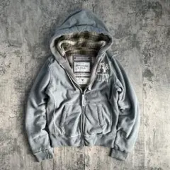 vintage アバクロ　y2kジャケットパーカー　短丈　グレー　アメカジ　古着