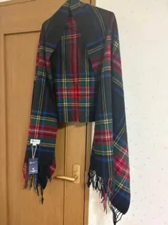 未使用品ジョンストンズカシミヤ 大判 ブラックスチュワートカシミヤ