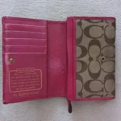 COACH 三つ折り財布 ピンク/ブラウン