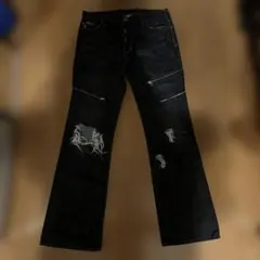 00s damaged fringe flare denim 鬼髭 - メルカリ