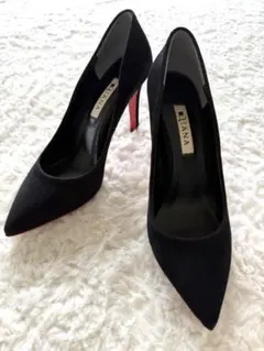 DIANA ダイアナ ポインテッドトゥパンプス　黒赤　美品　23.5