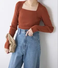 COLLAGE GALLARDAGALANTE スクエアネックリブニット