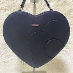 美品✨マリークワント ハンドバッグ ハート型 ブラック ロゴ金具