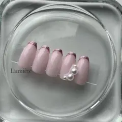 54┆ パールネイル　韓国ネイル　シンプルネイル　バレンタイン