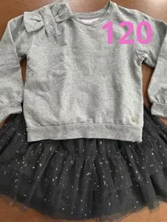 美品★ケイトスペード　キッズ　黒チュール　スカート　トレーナー　リボン　キラキラ