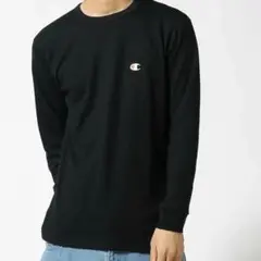 【訳あり】CHAMPION クルーネック ロングスリーブ Tシャツ　黒　男女兼用のサムネイル