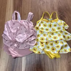 ベビー水着セット ピンク花柄&ひまわり