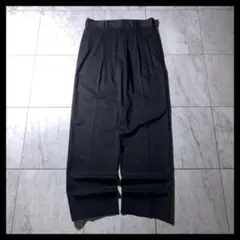 00s adidas コットン ナイロン 2タック ワイド スラックス ブラック 