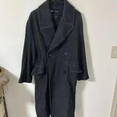 ZARA ダブルブレストロングコート グレー系