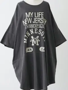 NICE CLAUP【NAO】ピグメントBIGTシャツ スミクロ F タグ付のサムネイル