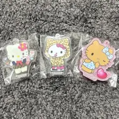 サンリオ キティ 黒ギャル キーホルダー グリッター ヒョウ柄フード キーリング