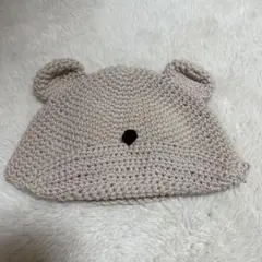 クマ耳付き　ハンドメイド帽子
